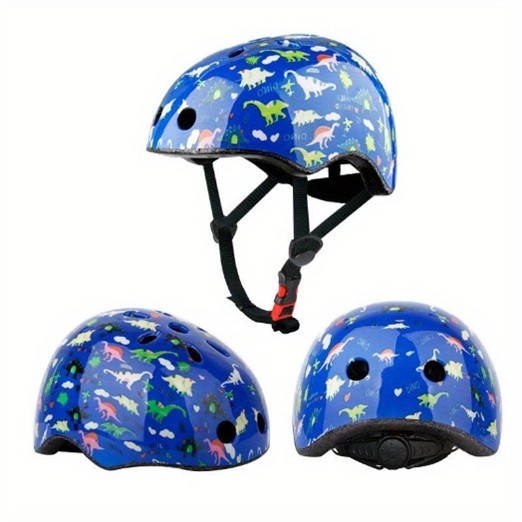 Recalled kid’s bike helmet – blue with a dinosaur print