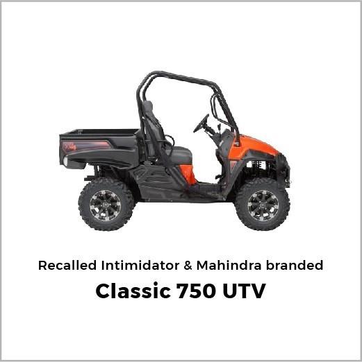 Vehículo utilitario Intimidator & Mahindra Classic 750 retirado del mercado