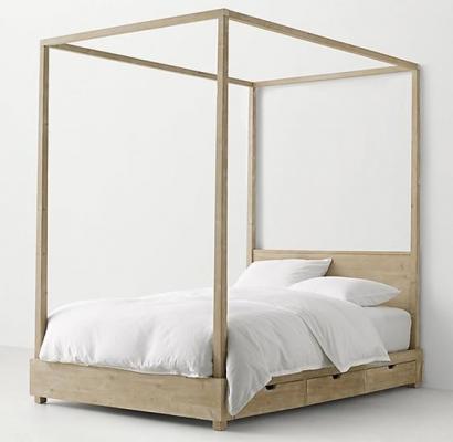 Recalled RH Callum canopy bed – weathered white