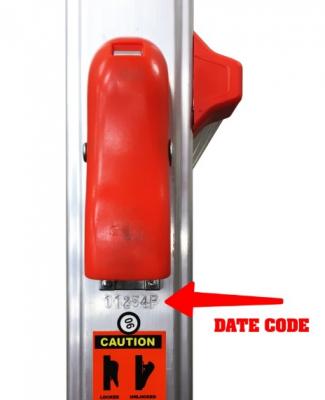 Location of date code on recalled ladders