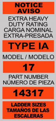 Label on recalled LT model ladders