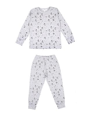 Children’s two-piece pajama set in grey and black stars print