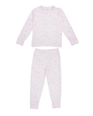 Children’s two-piece pajama set in pink and grey stars print
