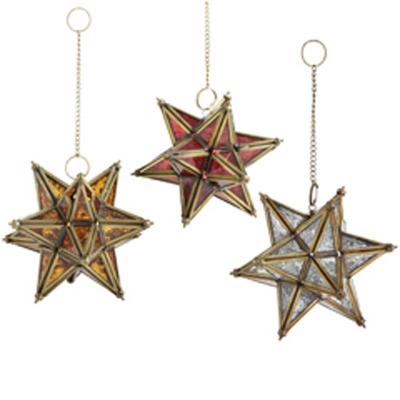 Pier 1 Hanging Glass Star Lanterns (Amber, Red and Clear)