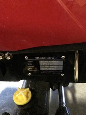 Model and serial number on recalled tractor