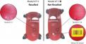 Picture showing the difference between recalled model #711 and model #711B, which was not recalled