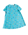 Recalled Lounge Dress (short sleeve) in Light Blue Fabric with Red, White And Blue Popsicles, Ice Cream Treats, and Red and White Fireworks