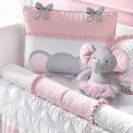 Juego de ropa de cama para cuna de 11 piezas Pink Little Elephant and the Balloon retirado del mercado, 122473