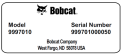 Recalled Bobcat Serial Number Label