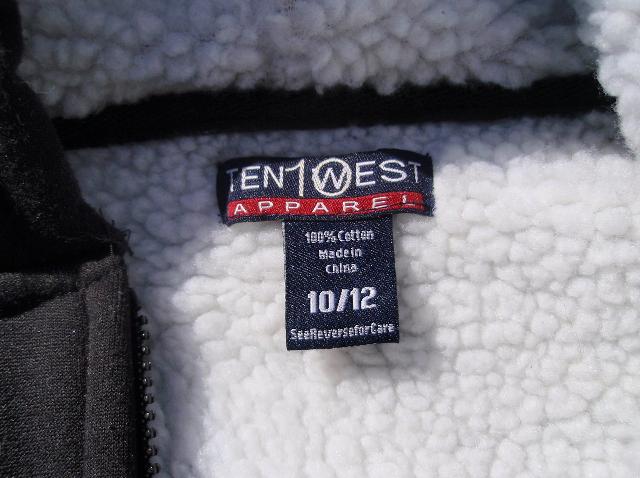 Picture of Label on Recalled Hooded Jacket