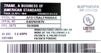 Picture of Label with Identification of Serial Number