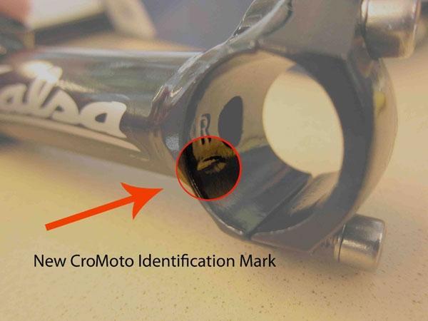 Location of new CroMoto identification mark