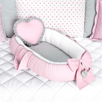 Nido para bebé con corazón rosa y gris retirado del mercado, SKU 150957