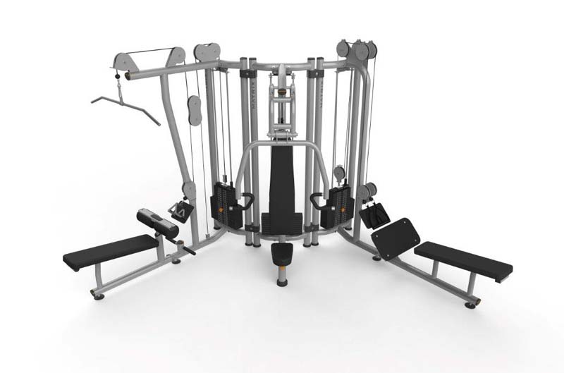 Recalled multi-station strength training towers 