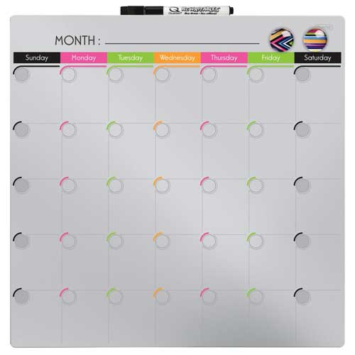 Frameless Magnetic Dry-Erase Calendar Board with magnets and dry-erase marker
