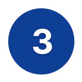 Blue circle with the number 3 in the center
