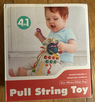 Recalled Tiyol Pull String Teething Toy (front of product packaging)