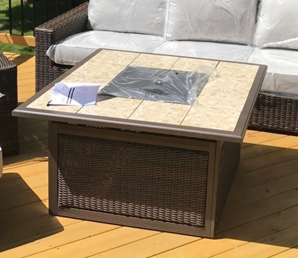 Recalled 2017 Yardbird fire table with lava rock fill, Model MPN70639
