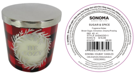 Kohl's Recalls Three-Wick SONOMA Goods For Life Branded Candles Due to Fire  and Burn Hazards
