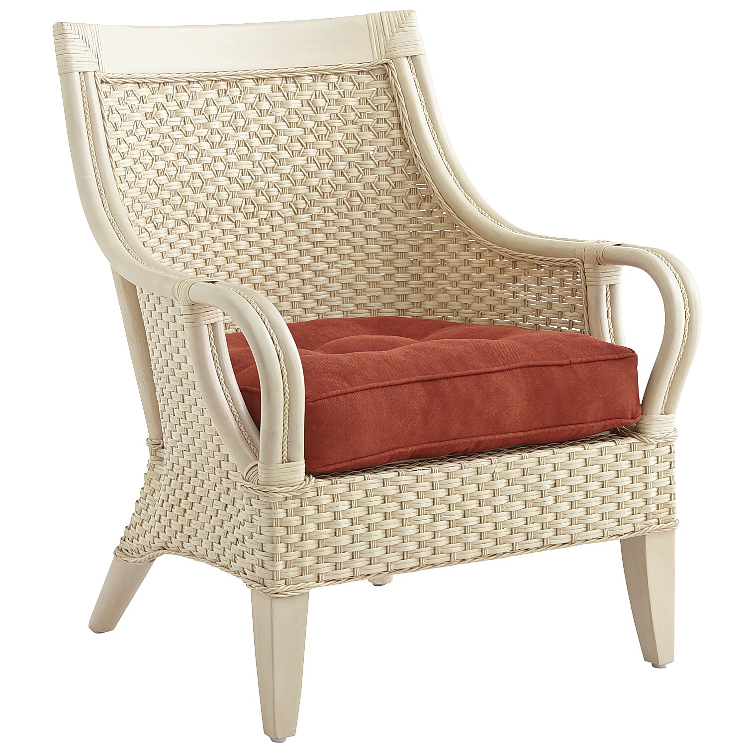 Temani ivory wicker chair, settee and ottoman