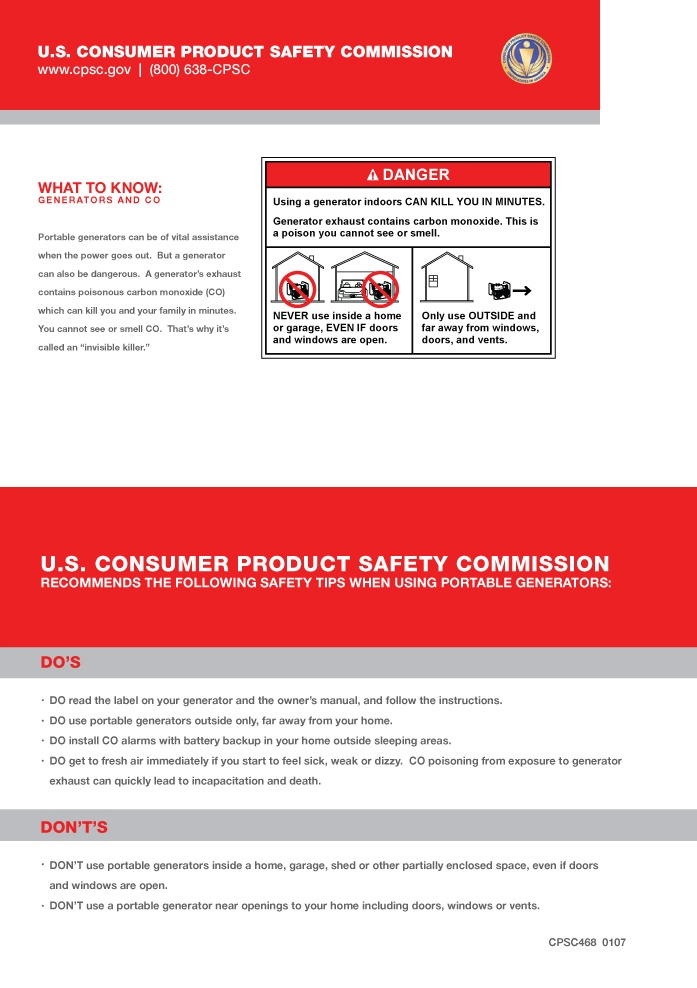 What to Know Generators and CO CPSC.gov