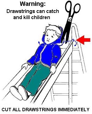 Child on Slide with Drawstring Caught
