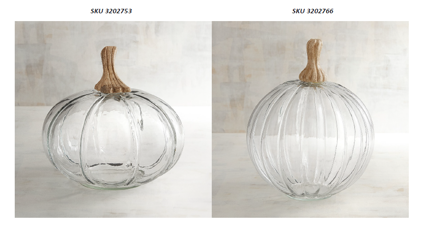 Glass pumpkins with wooden stems