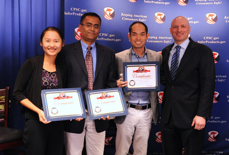 Chairman Kaye presented three of the four App Challenge winners with their certificates and monetary award on October 27th, 2014.