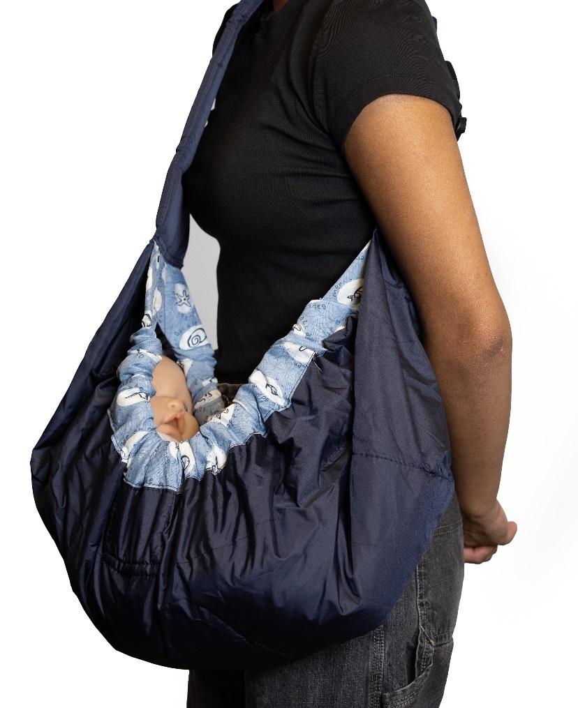 Biayxms Sling Carrier with blue print inner fabric