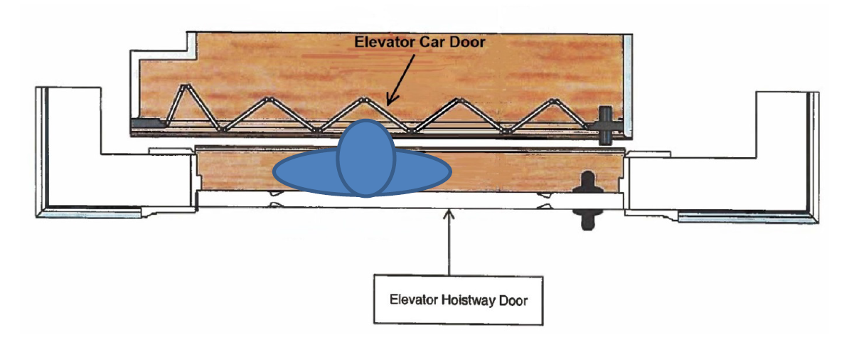 Figure 2. Depiction of Child Entrapped Between Closed Car and Hoistway Doors