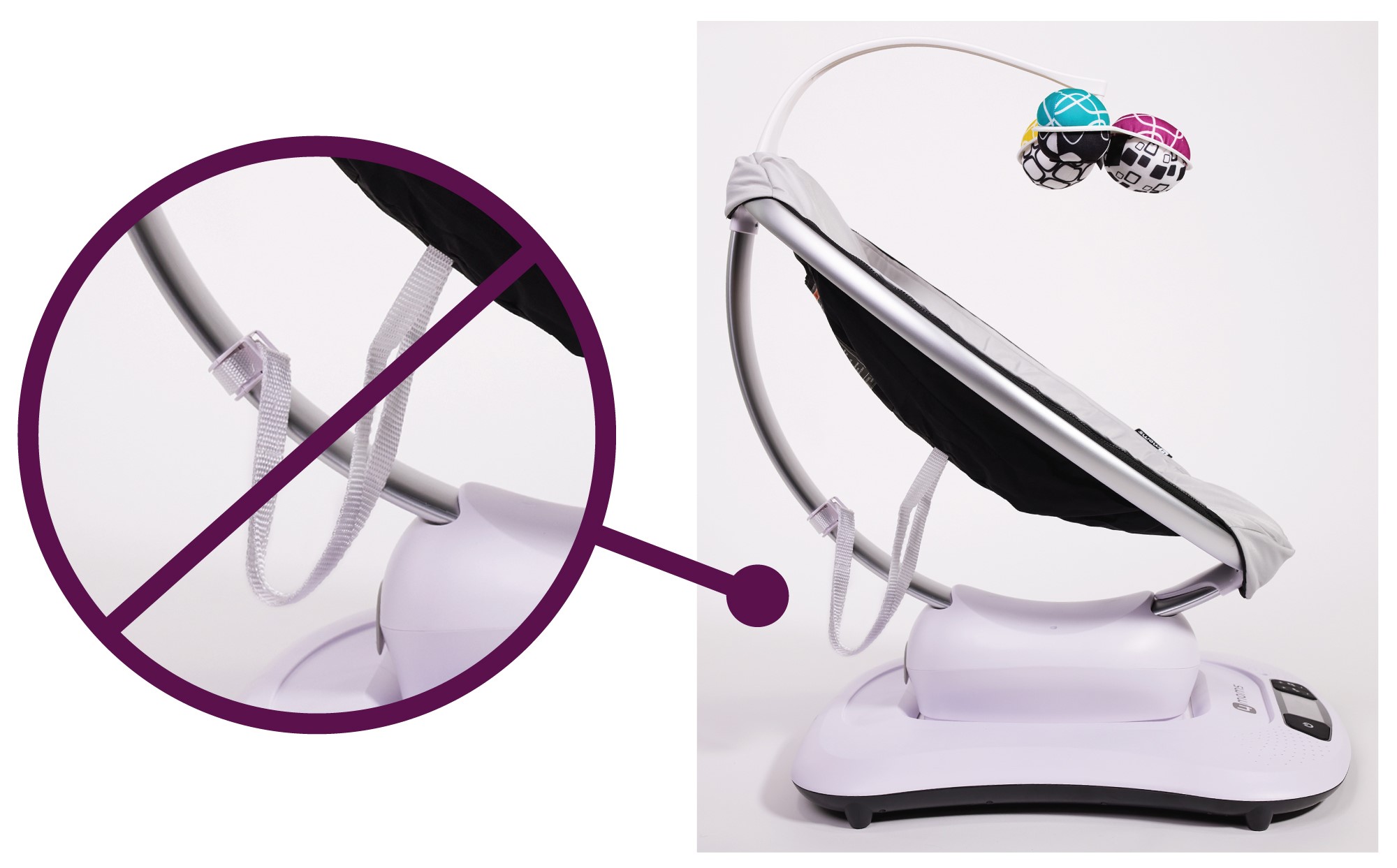 Strap dangling from recalled 4moms MamaRoo swing