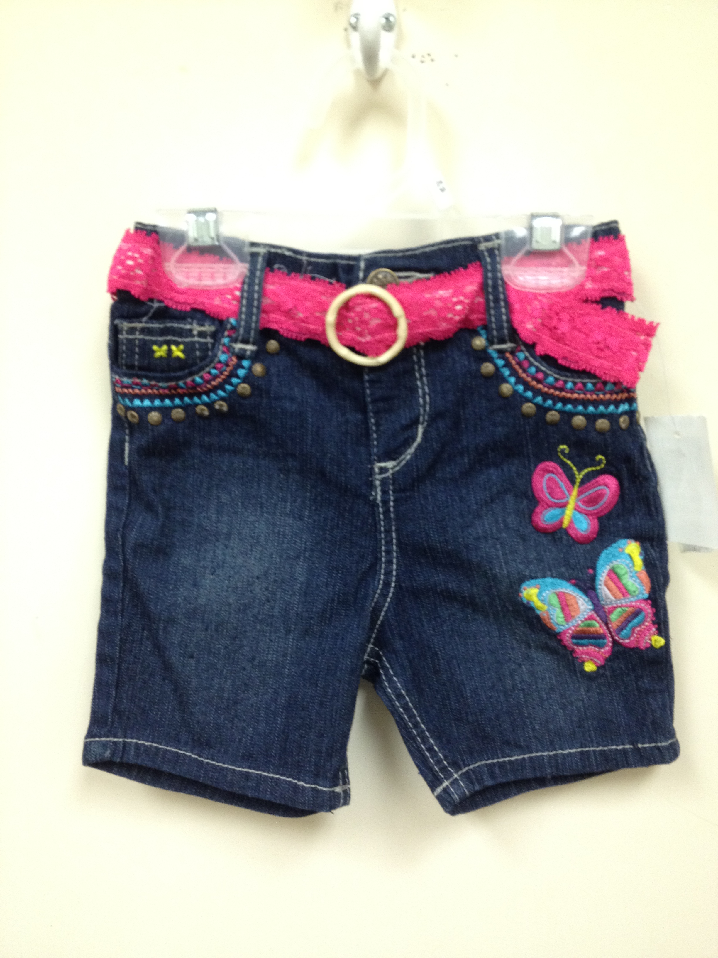 Pink Angel Embroidered Girls' Denim Shorts