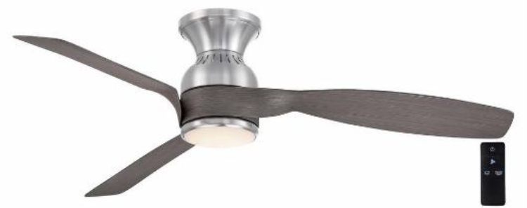 Recalled Hampton Bay Halwin 52-inch Indoor/Outdoor Brushed Nickel Ceiling Fan with adjustable white LED light and remote