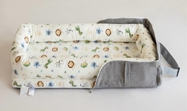 Recalled Joyful Journeys Baby Lounger in blue zoo animals