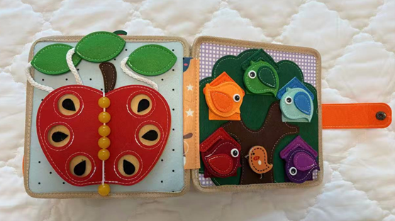 Recalled Busy Book – Apple-Themed Page with Beads