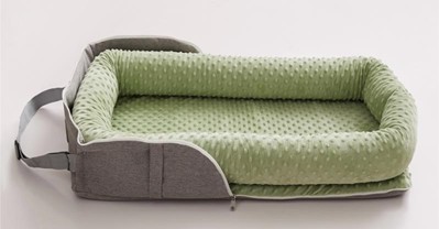 Recalled Joyful Journeys Baby Lounger in green minky