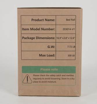Recalled ZOLIQUEX Bed Rail Packaging