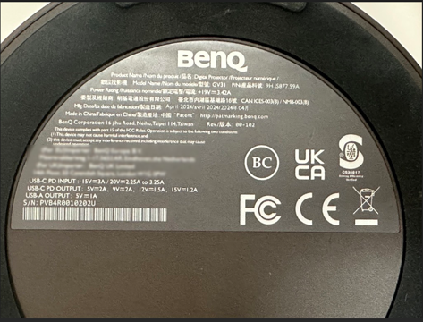 Recalled BenQ Portable Projector – model GV31