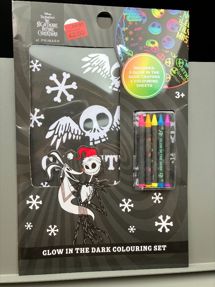 Primark The Nightmare Before Christmas Glow-in-the-Dark Coloring Set