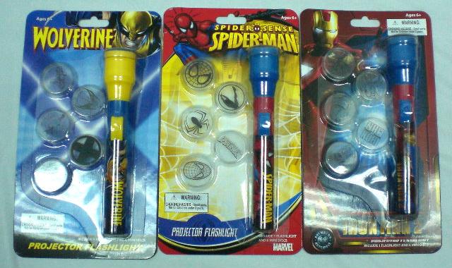 Wolverine, Spider-Man and Iron Man 2 Projector Flashlights