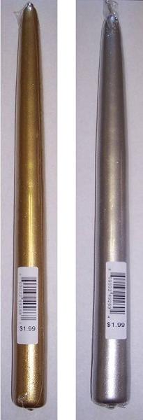 Silver and Gold Metallic Taper Candles