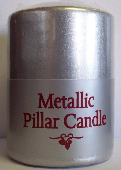 Silver Metallic Pillar Candles