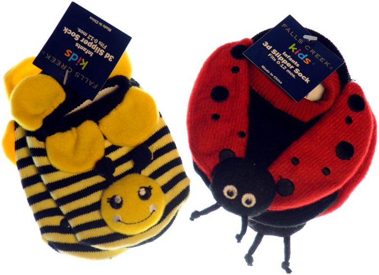 Bumble Bee and Lady Bug Infant Slipper Socks