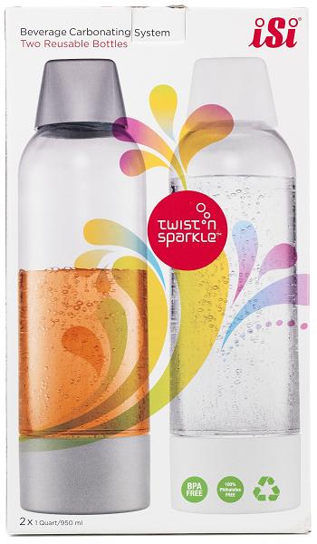 Twist'n Sparkle Home Beverage Carbonation System plastic bottles.