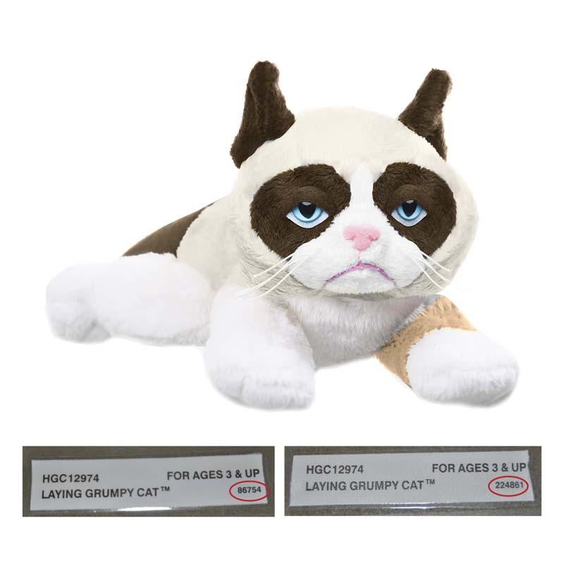 Three styles of Plush Grumpy Cat stuffed animal toys.