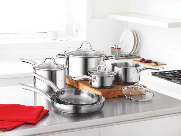 Martha Stewart Cookware Set, Stainless Steel, 10-Piece