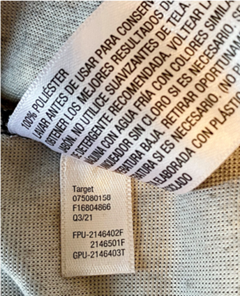Recalled Cat & Jack Unicorn Cozy Pajama Set Item Number Located on the White Label inside the Pajama Top and Bottoms