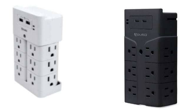 Recalled Aduro Surge Wall Charging Tower w/ 12 Outlets and Dual USB Ports in white and black 