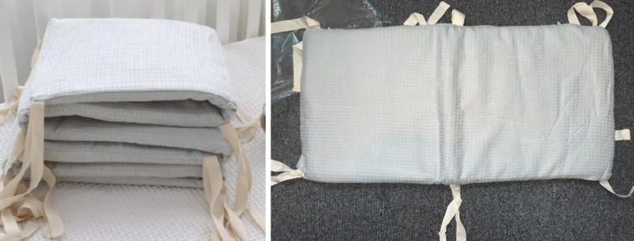Recalled Little Pea Shop Crib Bumpers – “Waffle Bedding Accessory” in gray