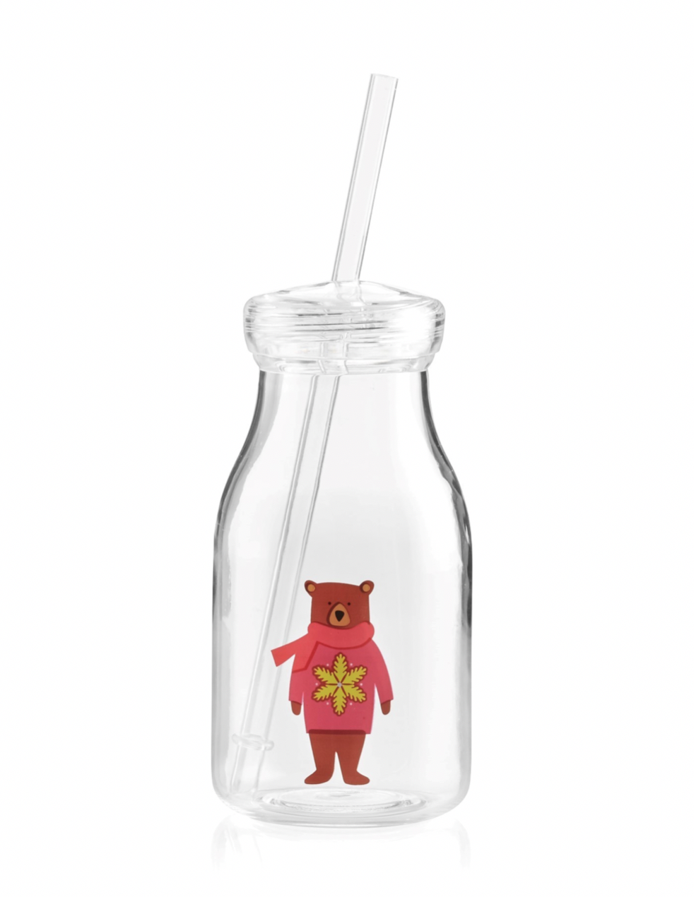 Crate and Barrel Holiday Bear Acrylic Milk Bottle